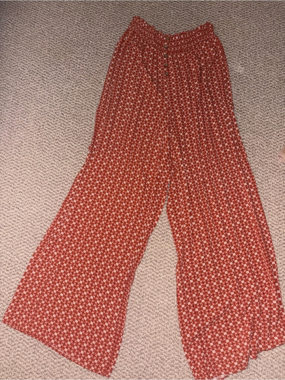 Pink Republic Wide-Leg Printed Pants - Rust Red